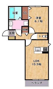 ヴィラ シャルマン(1LDK/1階)の間取り写真