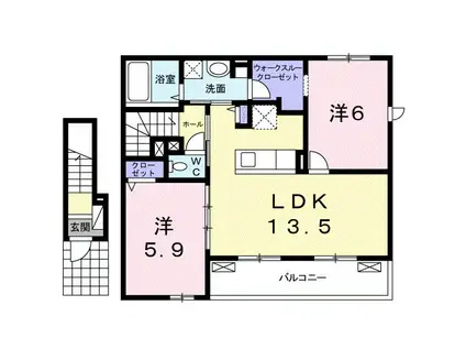 北陸本線 長浜駅 バス乗車時間:16分 神照小学校前バス停で下車 徒歩4分 2階建 築9年(2LDK/2階)の間取り写真