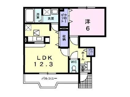 カーサグランデ(1LDK/1階)の間取り写真