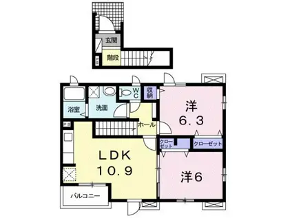 プロムナード・A(2LDK/2階)の間取り写真