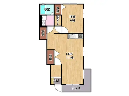 ヴィラ・コート2(1LDK/1階)の間取り写真