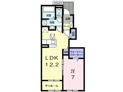 フローラ愛知川(1LDK/1階)の間取り写真