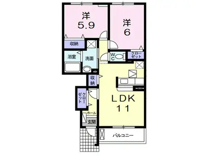 ソル・レヴェンテ・ウーノ(2LDK/1階)の間取り写真