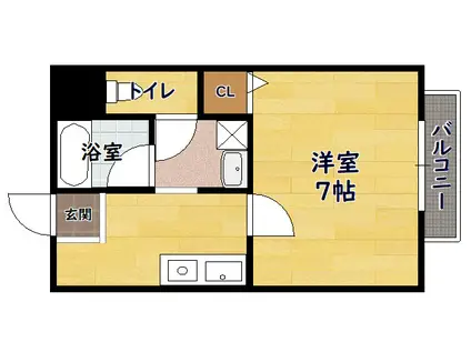 ベストール列見(1K/1階)の間取り写真