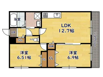 PREMIERRESIDENCE MITSUYAⅠ(2LDK/2階)の間取り写真