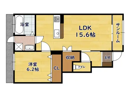 グランフォレスト(1LDK/1階)の間取り写真