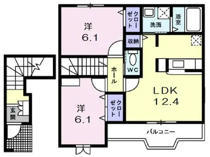 カーサグランデ(2LDK/2階)の間取り写真