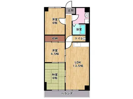 サンマリン日辨(3LDK/1階)の間取り写真