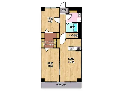 サンマリン日辨(2LDK/2階)の間取り写真