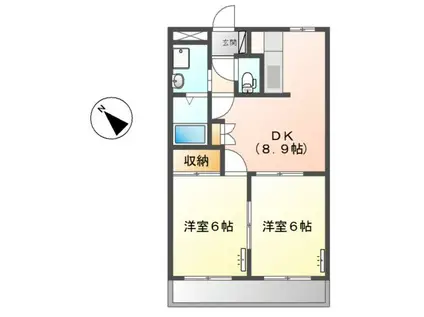 ヴィヴェール(2DK/2階)の間取り写真