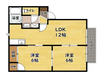 PURE SWEETA・B棟(2LDK/2階)の間取り写真