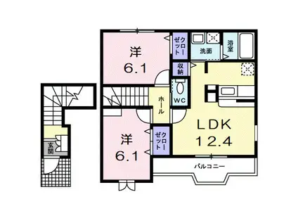ソラティーオ北野Ⅰ(2LDK/2階)の間取り写真