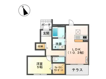 アヴァンティ南彦根(1LDK/1階)の間取り写真