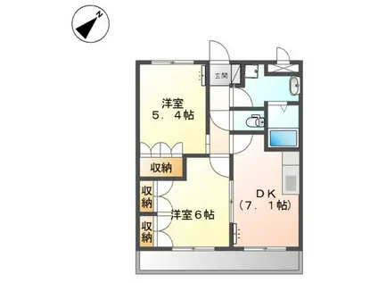 ウエストヴィレッジ(2DK/1階)の間取り写真