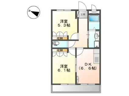 シャルマンコート1番館(2DK/2階)の間取り写真