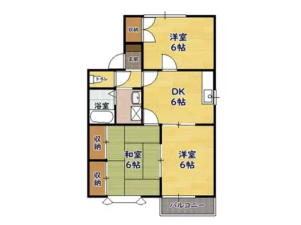 メゾンルミエールC棟(3DK/1階)の間取り写真