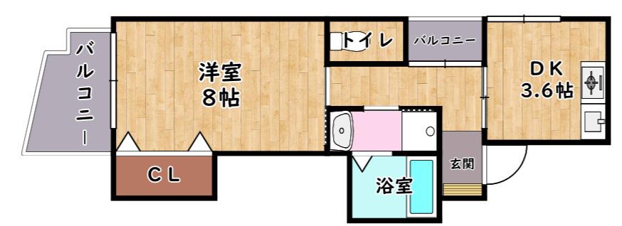 エバーグリーン植政(1DK/2階)の間取り写真