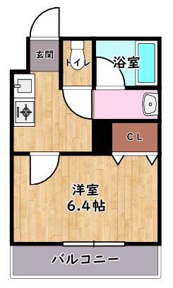 ヴィラ神照(1K/1階)の間取り写真
