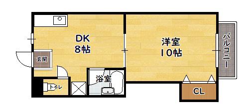 ワンズクレスト小堀(1DK/2階)の間取り写真