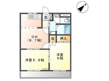 アーバンヒルズ21(2DK/2階)の間取り写真