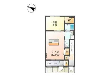 GARDEN TERRACE(1LDK/1階)の間取り写真