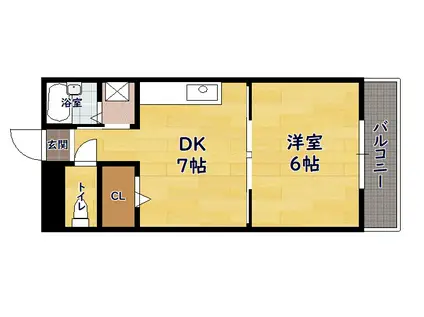 セイコーズマンション列見(1DK/2階)の間取り写真