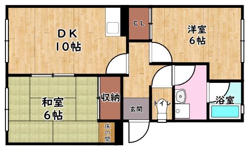 東英ハイツ壱番館(2LDK/2階)の間取り写真