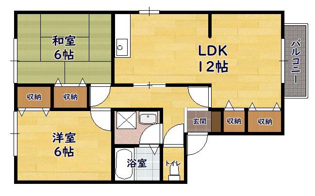 グランドゥール(2LDK/1階)の間取り写真