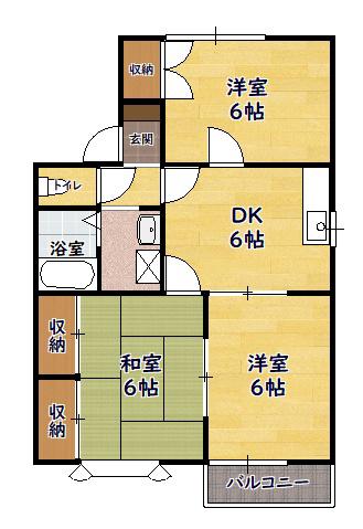 メゾンルミエールC棟(3DK/1階)の間取り写真