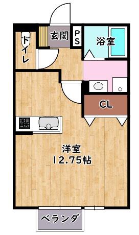 サンローズB棟(ワンルーム/1階)の間取り写真