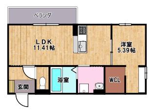 アルモニー彦根(1LDK/2階)の間取り写真