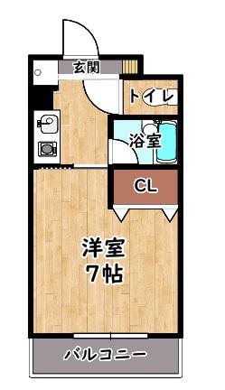 サンタウン竹鼻B棟(1K/4階)の間取り写真
