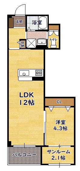 GRAN LAGO(1LDK/2階)の間取り写真