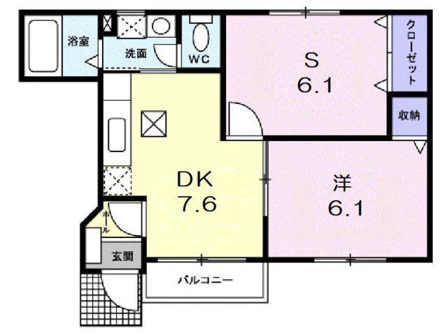 ラ・ミティエ(1SDK/1階)の間取り写真