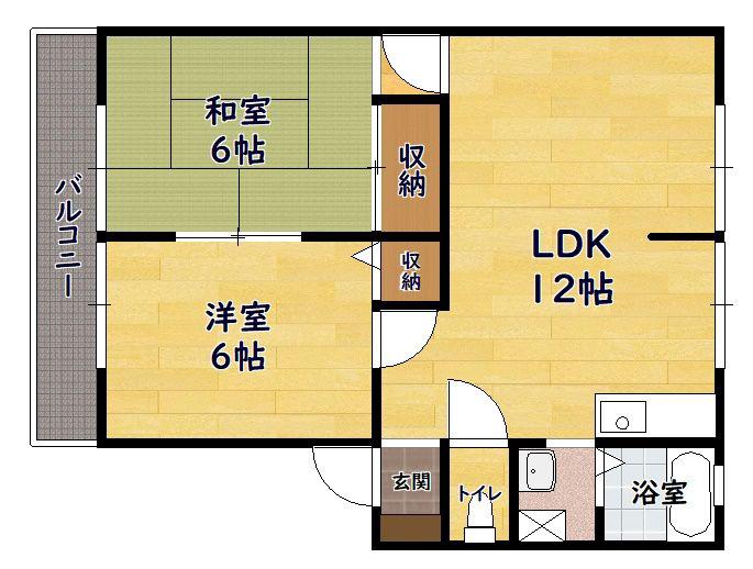 ドゥラシャンスⅠ(2LDK/2階)の間取り写真