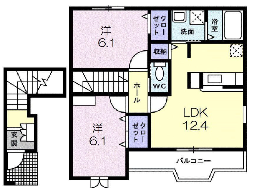 エクセレンテパラーシオ(2LDK/2階)の間取り写真
