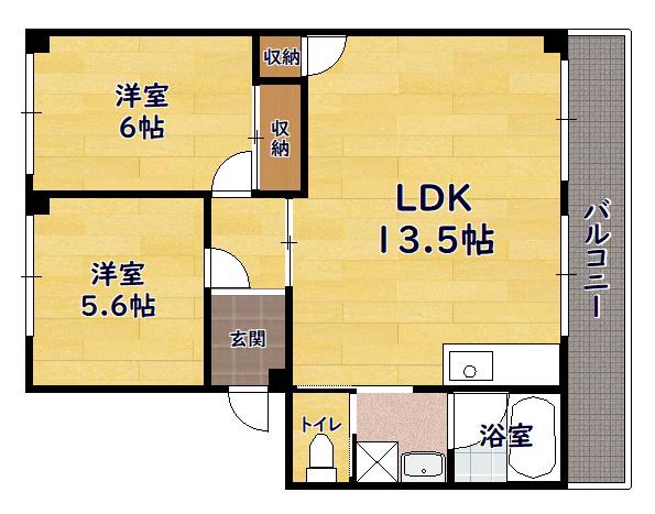 LOCO ONE(2LDK/2階)の間取り写真