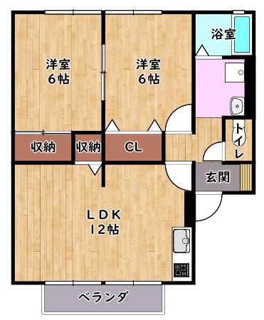 ウエストヴィレッジ(2LDK/1階)の間取り写真