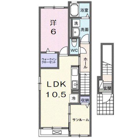 クルールM(1LDK/2階)の間取り写真