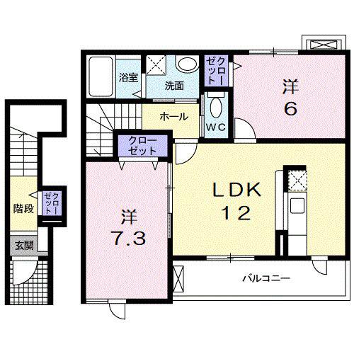 エトワールA(2LDK/2階)の間取り写真