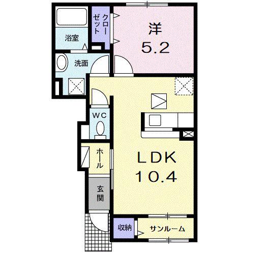 サンリットハウス(1LDK/1階)の間取り写真