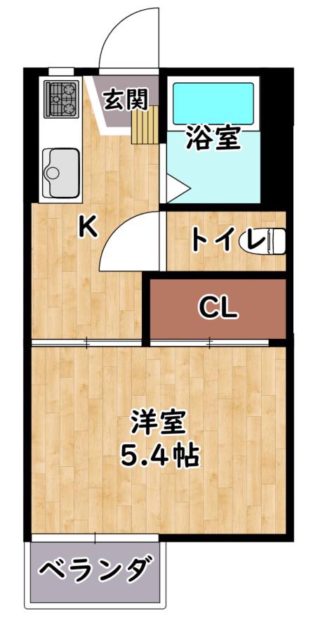 ハイツ西田(1K/1階)の間取り写真