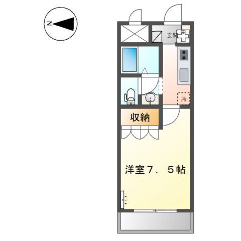 アビエスⅢ(1K/1階)の間取り写真