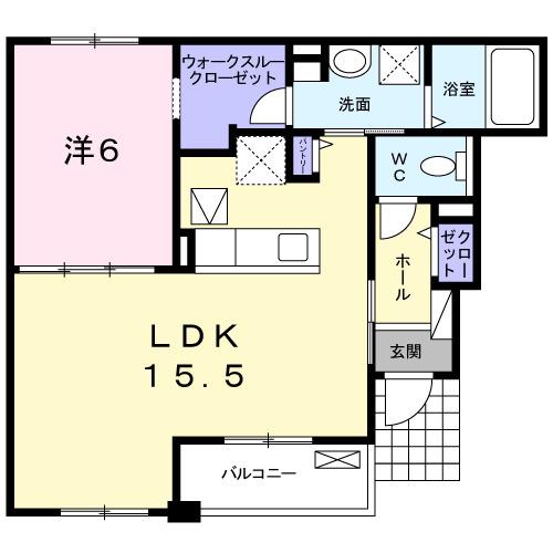 リバーサイド中薮(1LDK/1階)の間取り写真