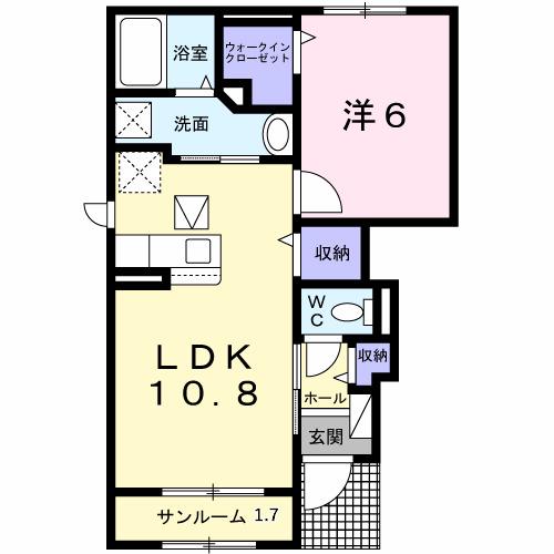 ダンザヴェール(1LDK/1階)の間取り写真
