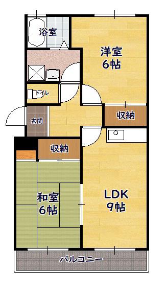 むくの木はうす壱番館(2LDK/1階)の間取り写真