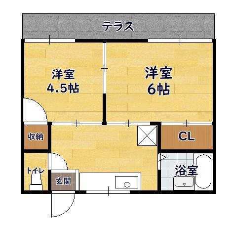 クレオール高月(2K/2階)の間取り写真