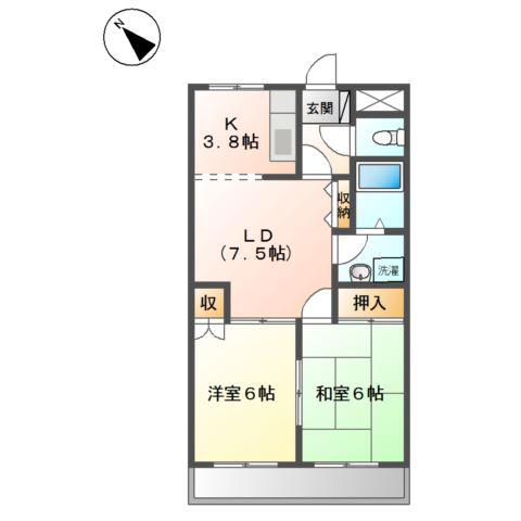 コーポ昴(2LDK/1階)の間取り写真