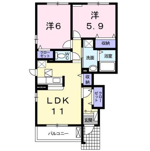 ソル・レヴェンテ・ウーノ(2LDK/1階)の間取り写真