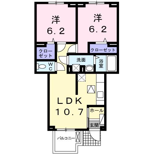 ラビットレジデンス(2LDK/1階)の間取り写真